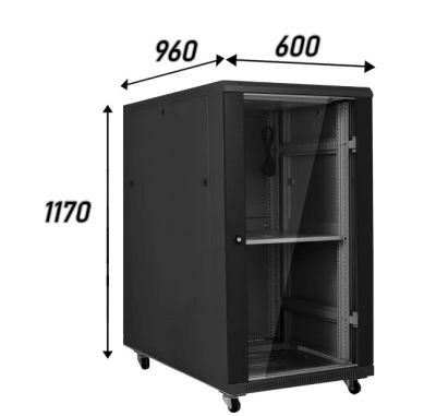 SUNeX 22U 標準網絡機櫃 server cabinet W600 X D960 X H1170mm 1-Fixed Shelf 4-Fan 30-Screw L形支柱 486mm 特寬內籠 數據伺服器機櫃 MC286-6922B [香港行貨] 