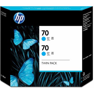 HP 70 Cyan 130 ml Crtg Twin Pack Use in DesingJet printers CB343A