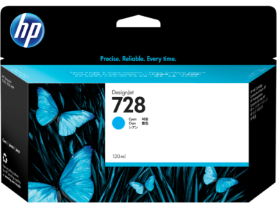 HP 728 130-ml Cyan Ink Crtg F9J67A