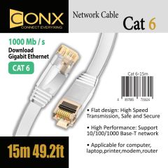 CONX Cat.6 Network 15m Flat Lan Cable White  15米 網絡電線 白色 #4897085731624 [香港行貨]