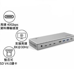 Wavlink WL-UTD43 Thunderbolt 4 8K@30Hz Dual 4K@60Hz 11-in-1 Aluminum Docking 2.5G Lan w/ PD 3.0 98W 雙 4K@60Hz 擴充座 分插器 轉接器 [香港行貨] 