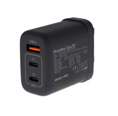 Promini 充電器 Gw70 快充 Charger 雙 PD3.0 插牆式 QC GaN 叉電 70W 黑色 Black #PM-WCGW70BK [香港行貨]