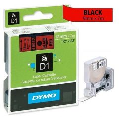 DYMO D1 Standard 12mm x 7M - Black on Red #45017